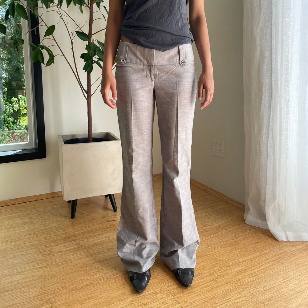 Unbranded Women's Grey and Silver Tailored-trousers